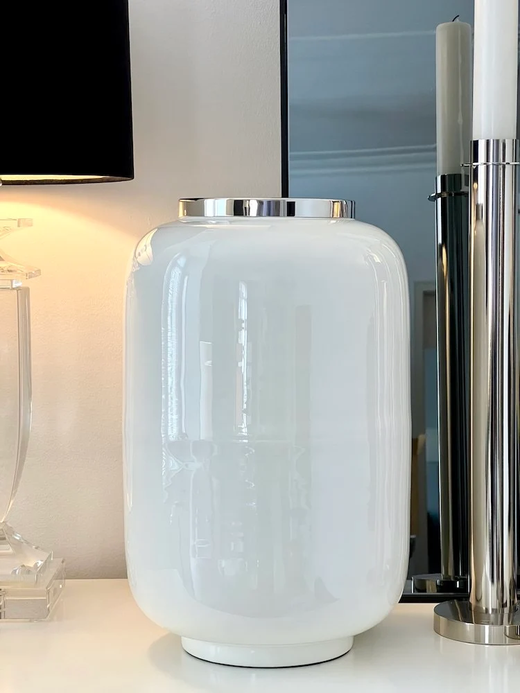 Vase SAIGON L in weiss- silber 40 cm