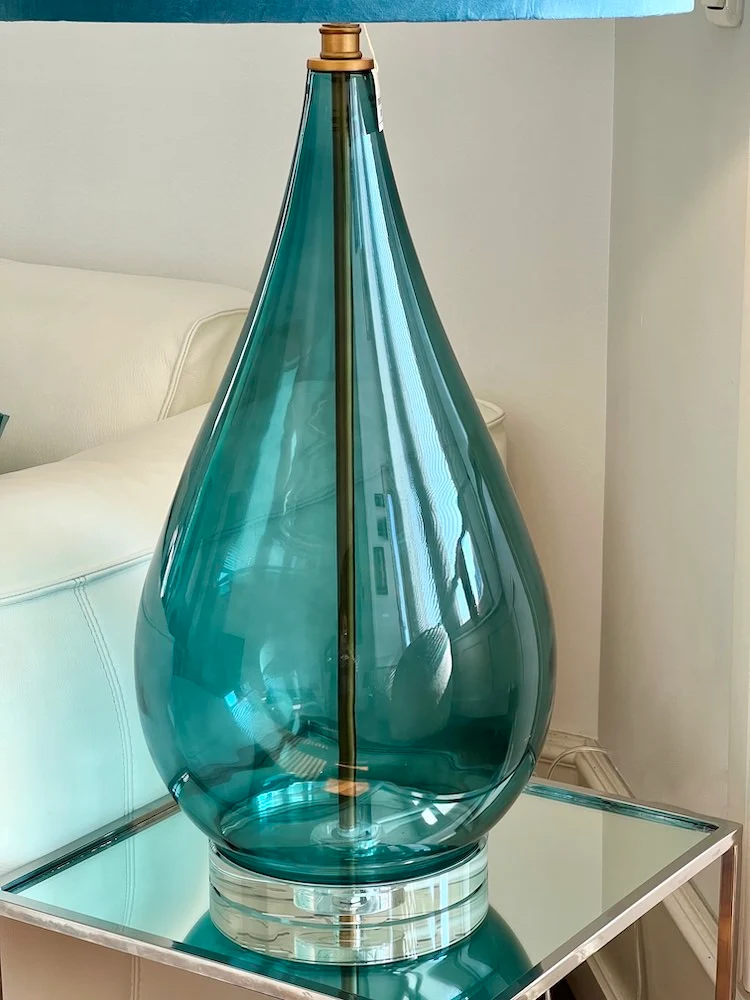 Tischleuchte STELLA türkis-blau Glas