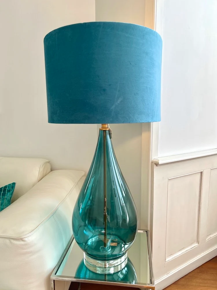 Tischleuchte STELLA türkis-blau Glas