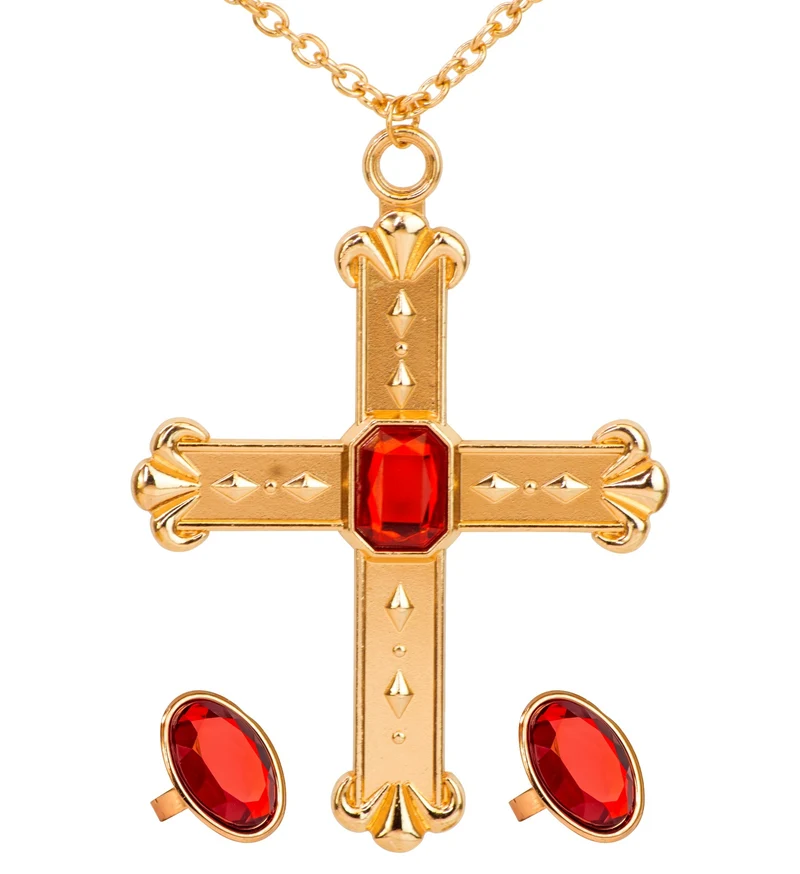 Kardinal Set | Halskette mit Kreuz und 2 Ringe