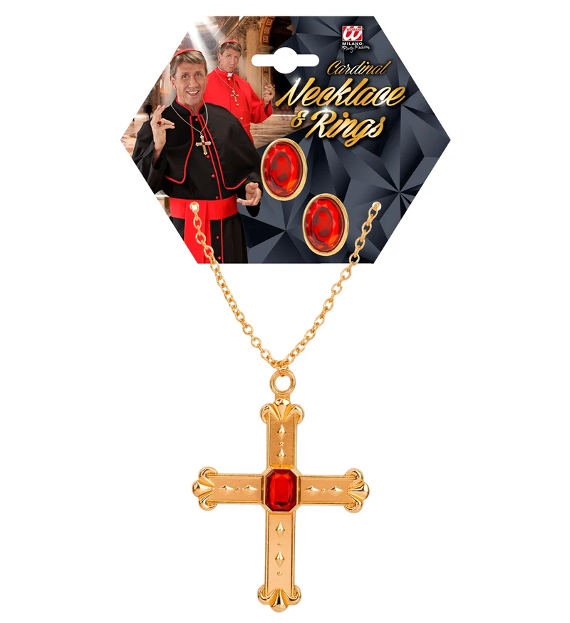 Kardinal Set | Halskette mit Kreuz und 2 Ringe