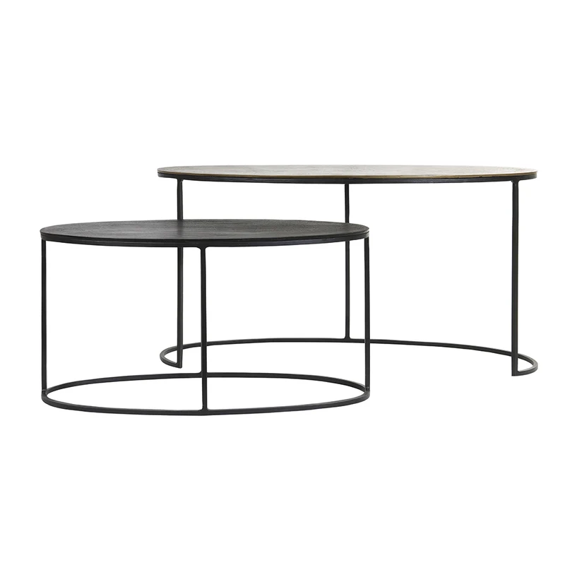 Couchtisch PAXSON - oval antik Bronze 2er-Set