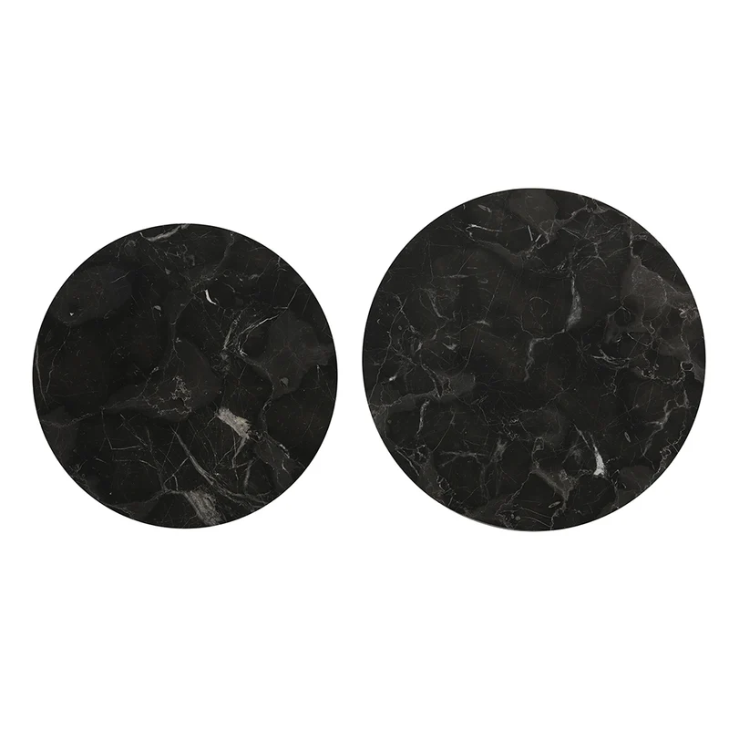 Couchtisch ALFIO Marmor braun-schwarz 2er-Set