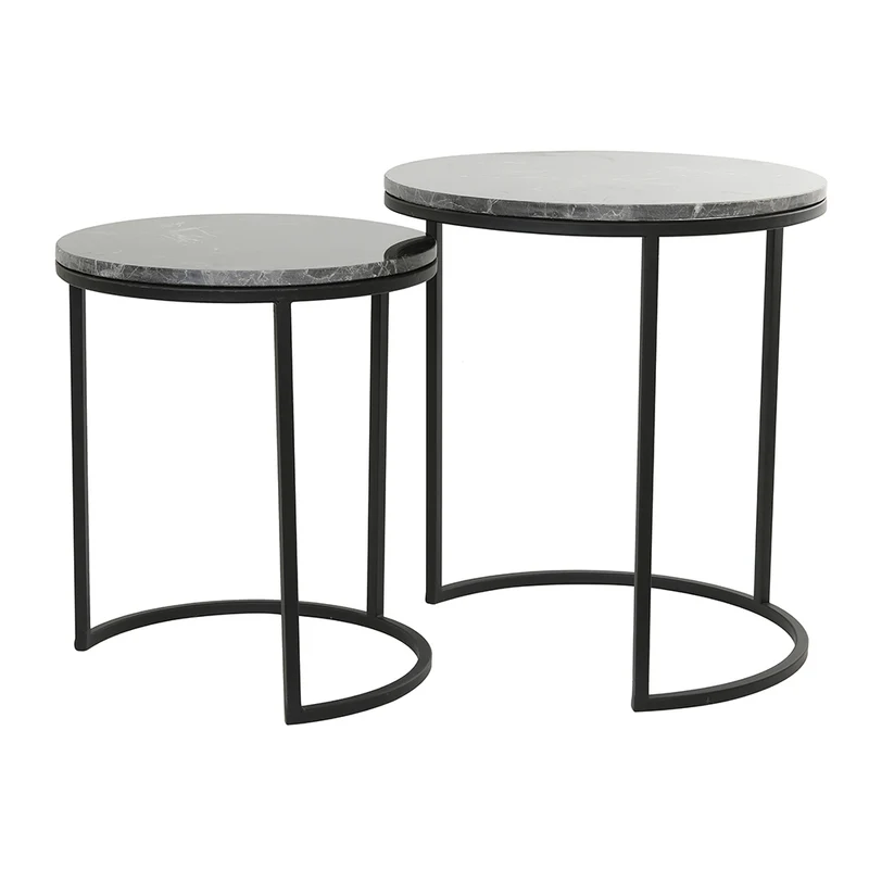 Beistelltisch ALFIO Marmor braun-schwarz 2er-Set