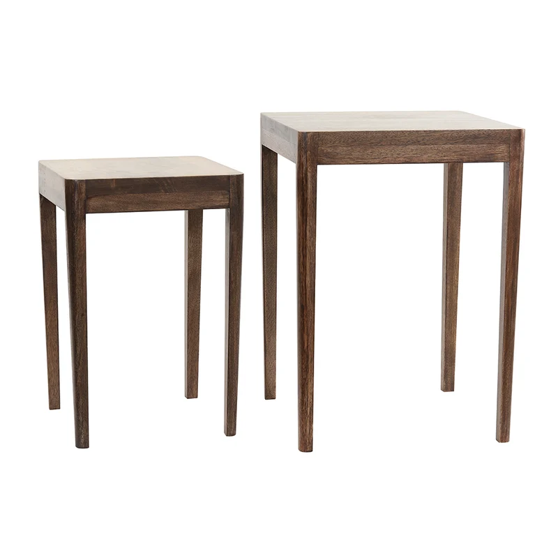 Beistelltisch STIJN Holz braun 2er-Set Ø30x45 - Ø38x53