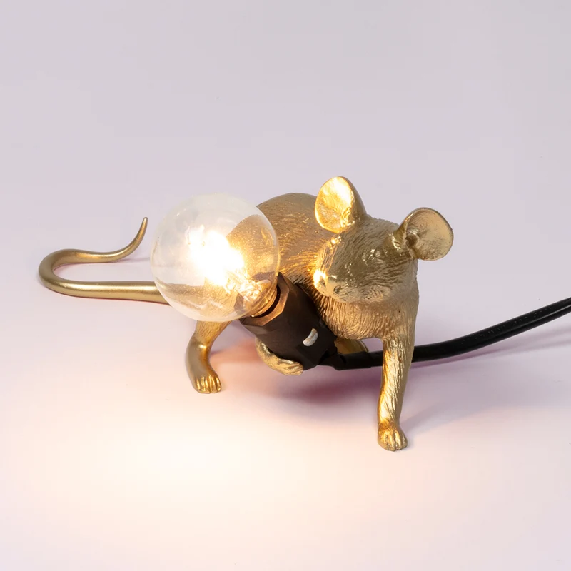 Tischlampe MOUSE laufend-gold 6,2x21x8,1 cm mit USB