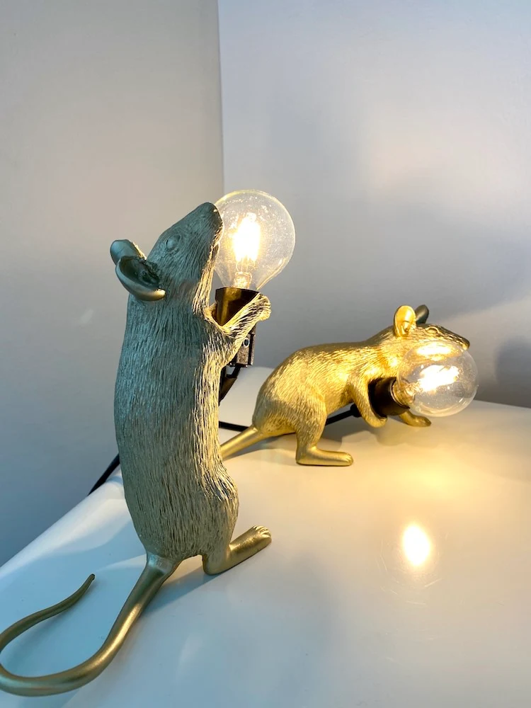 Tischlampe MOUSE laufend-gold 6,2x21x8,1 cm mit USB