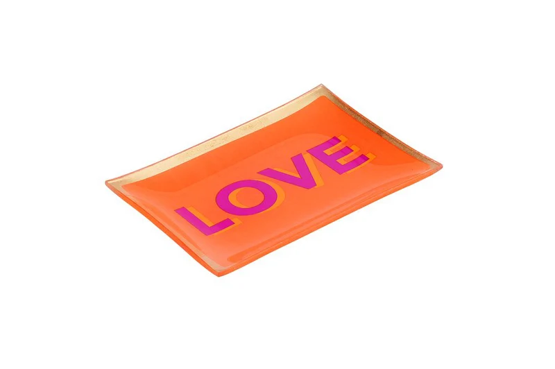 Dekoschale Glasteller LOVE 10x14,2cm