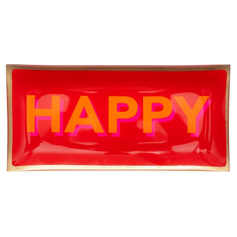 Dekoschale Glasteller HAPPY 10x21cm