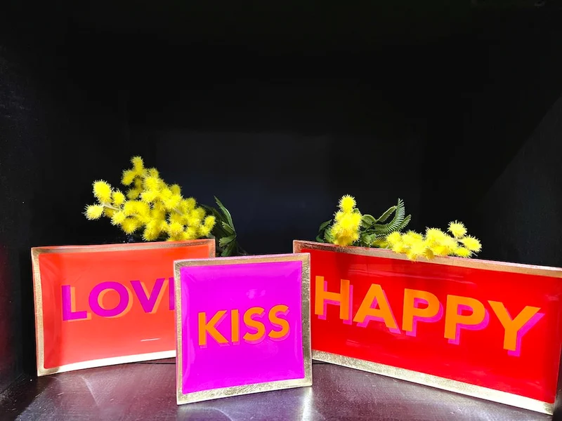 Dekoschale Glasteller HAPPY 10x21cm