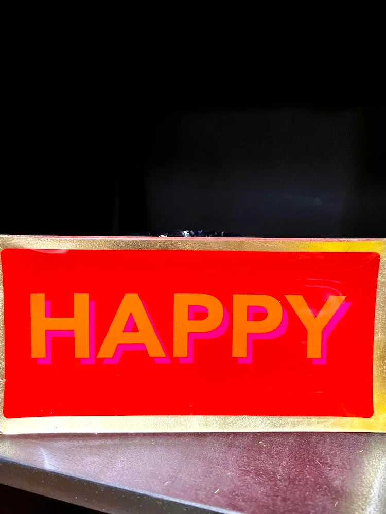 Dekoschale Glasteller HAPPY 10x21cm