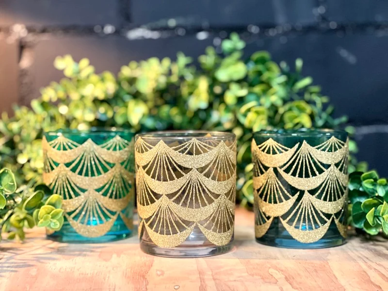 Teelichthalter Set AZIZA - Glas - h.grau-türkis-petrol Ø9x10 cm
