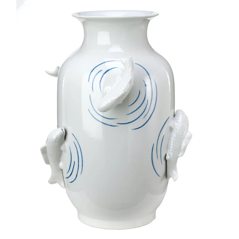 Vase 'Fish Pond Blue' Porzellan Ø35x50 cm