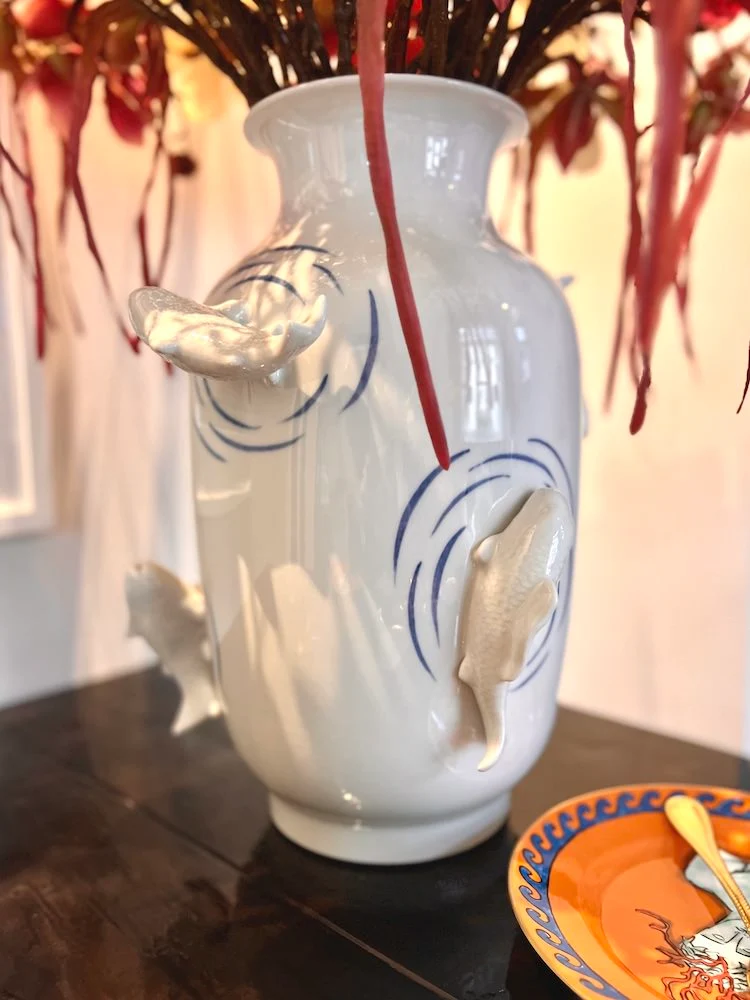 Vase 'Fish Pond Blue' Porzellan Ø35x50 cm