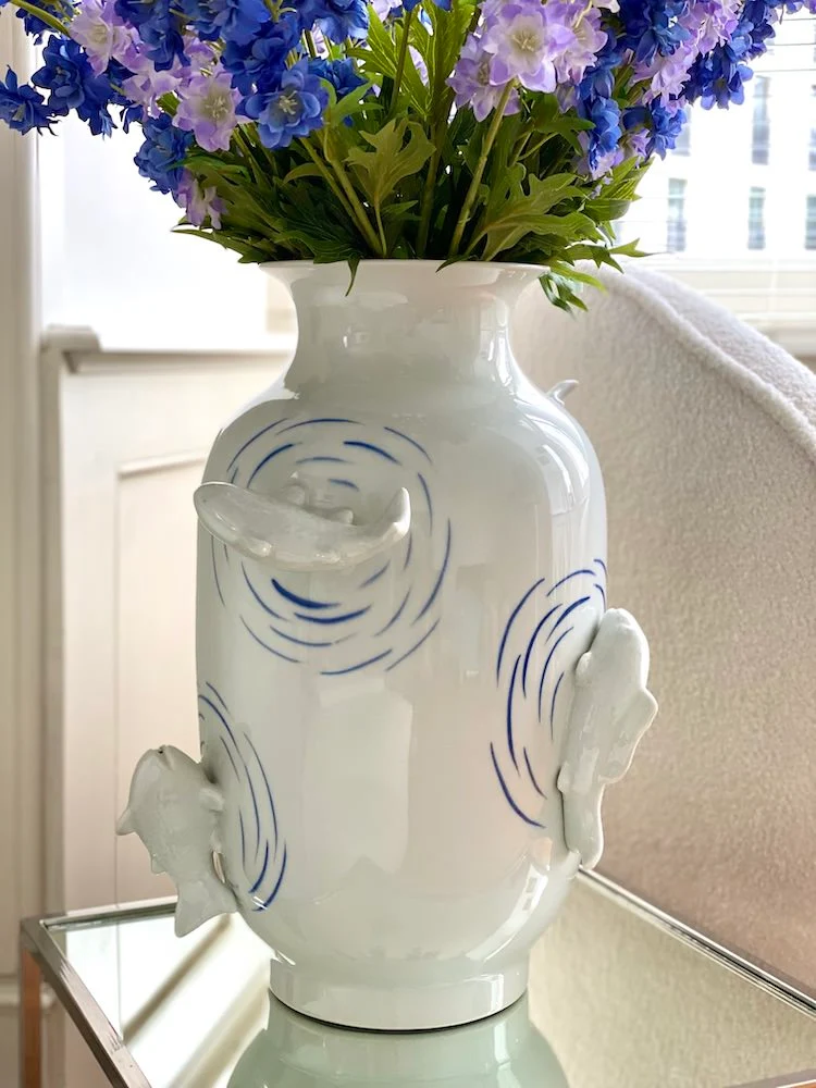 Vase 'Fish Pond Blue' Porzellan Ø35x50 cm