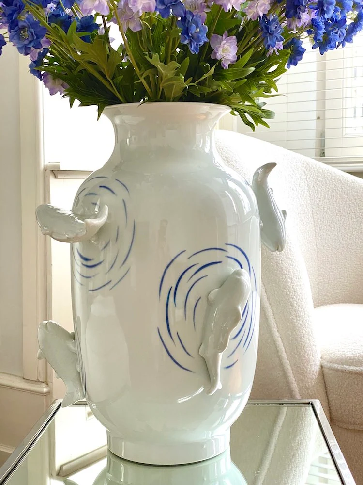 Vase 'Fish Pond Blue' Porzellan Ø35x50 cm