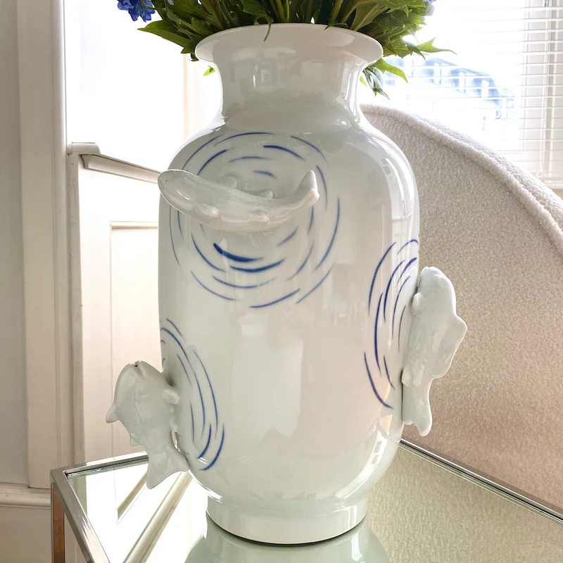 Vase 'Fish Pond Blue' Porzellan Ø35x50 cm