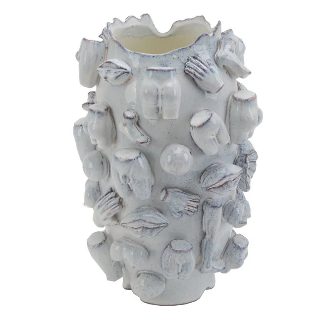 Vase 'LA ROCHELLE' Körperteile - weiss-blau Ø25x38 cm
