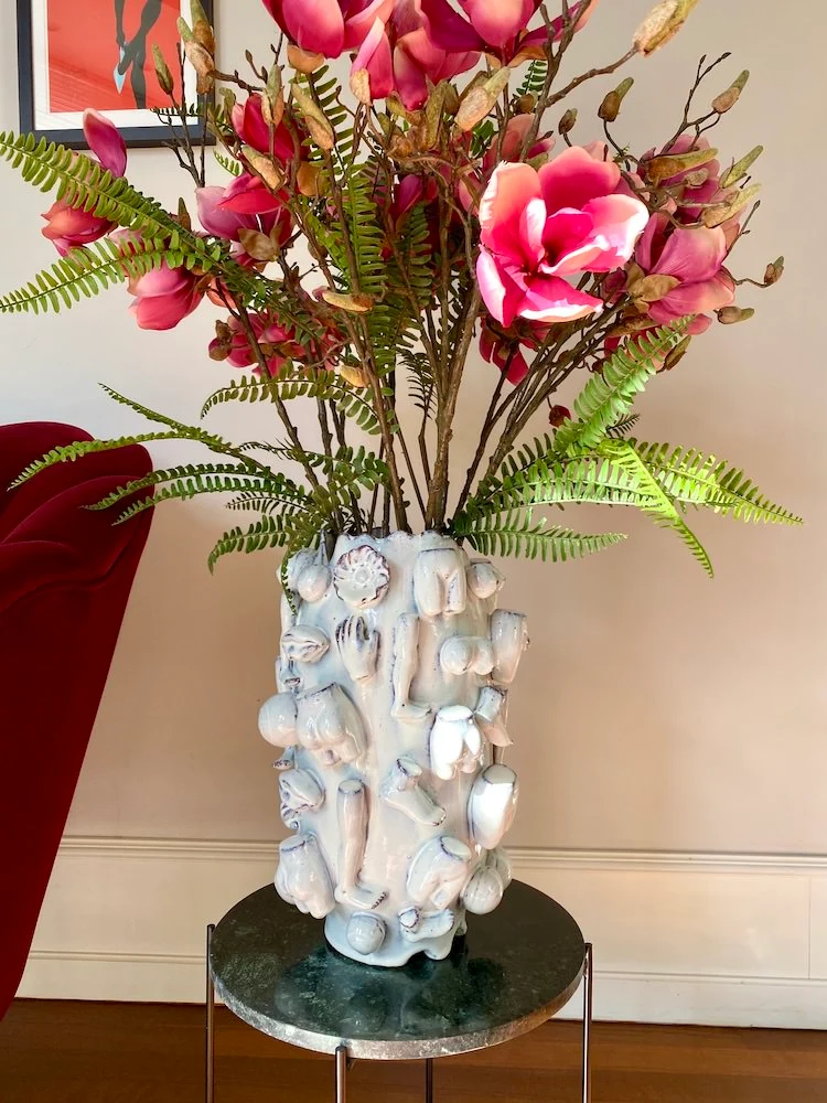 Vase 'LA ROCHELLE' Körperteile - weiss-blau Ø25x38 cm