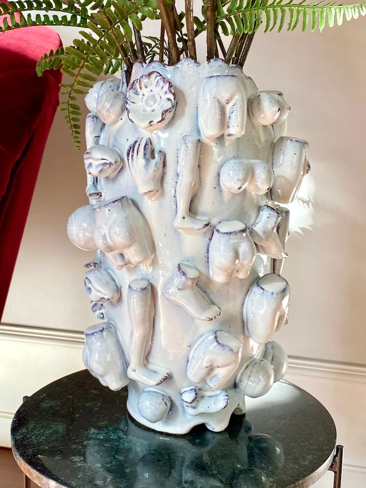 Vase 'LA ROCHELLE' Körperteile - weiss-blau Ø25x38 cm