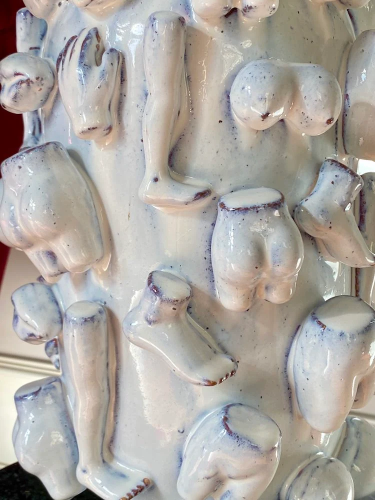 Vase 'LA ROCHELLE' Körperteile - weiss-blau Ø25x38 cm