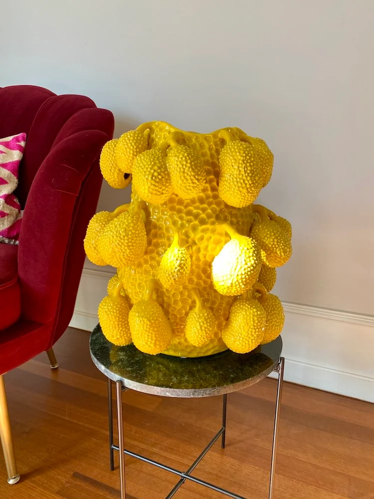 Vase JACKFRUIT Porzellan gelb 22x34x36 cm