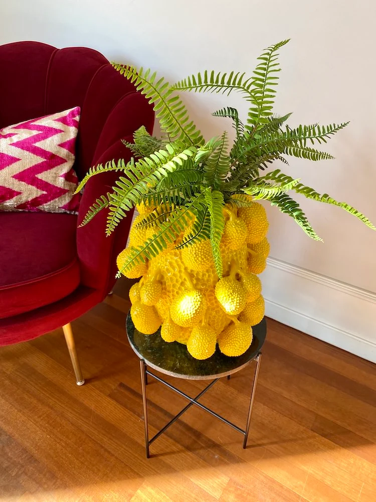 Vase JACKFRUIT Porzellan gelb 22x34x36 cm