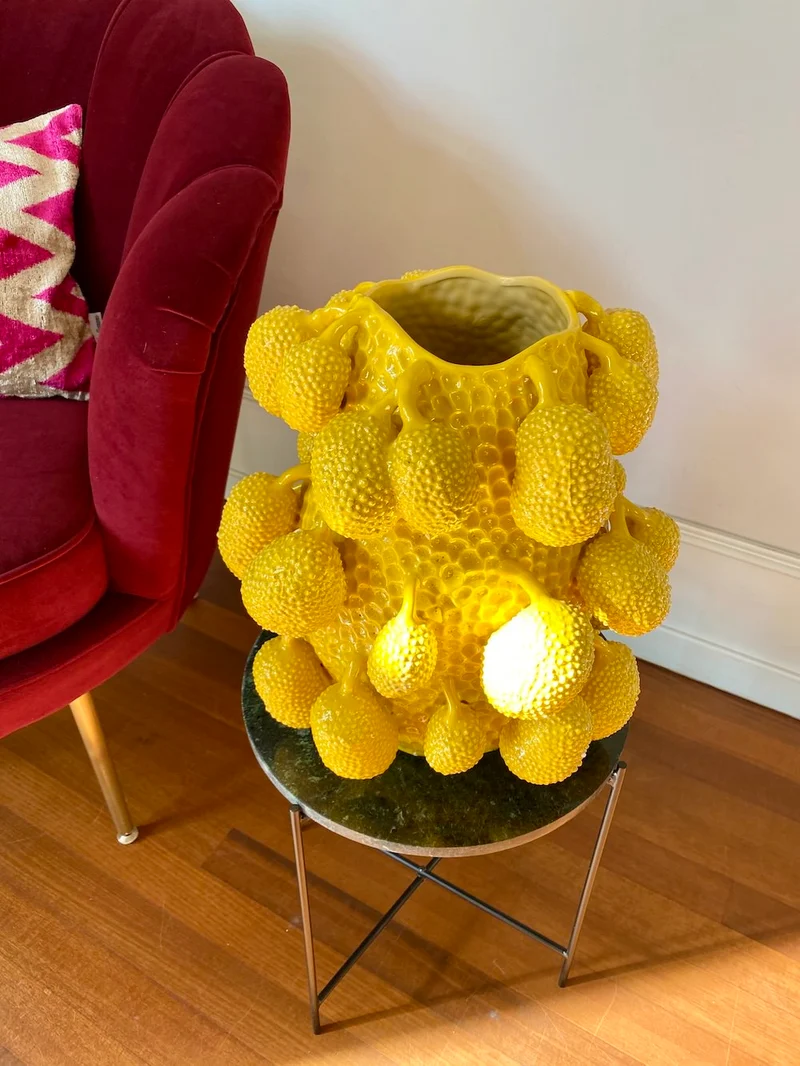 Vase JACKFRUIT Porzellan gelb 22x34x36 cm