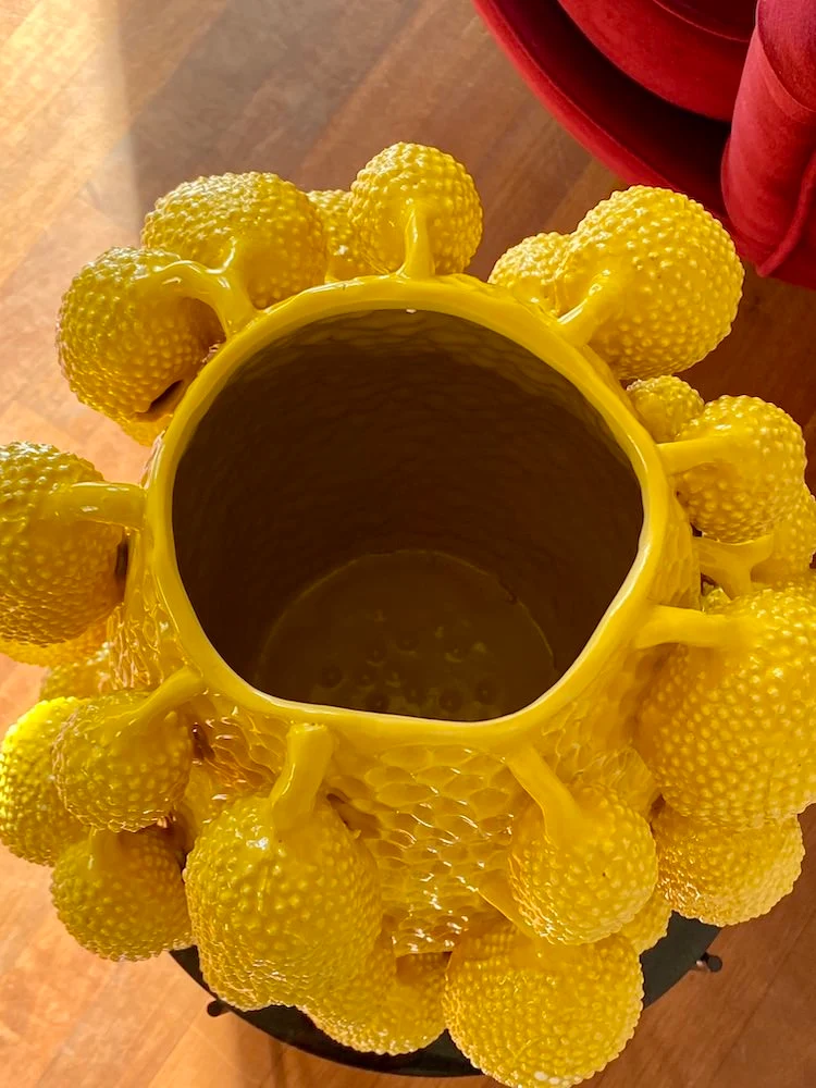 Vase JACKFRUIT Porzellan gelb 22x34x36 cm