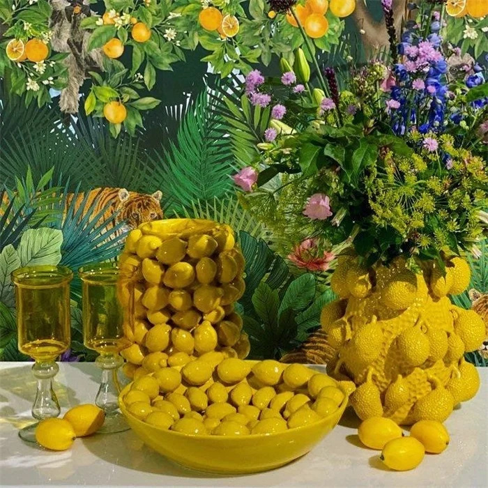 Vase JACKFRUIT Porzellan gelb 22x34x36 cm