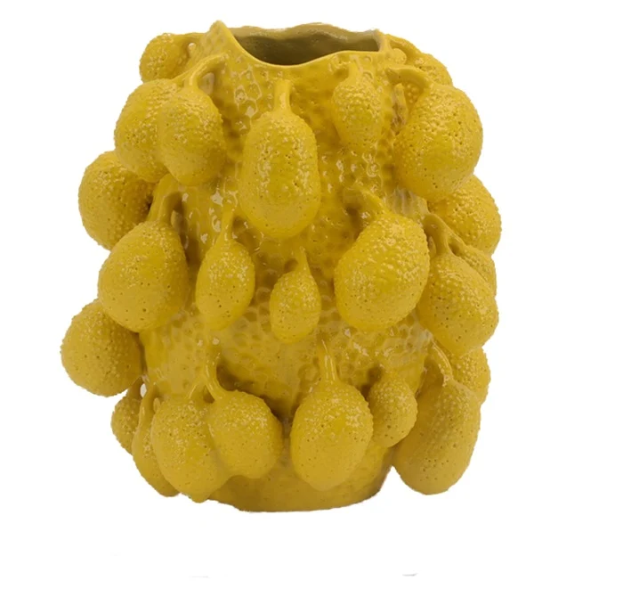 Vase JACKFRUIT Porzellan gelb 22x34x36 cm