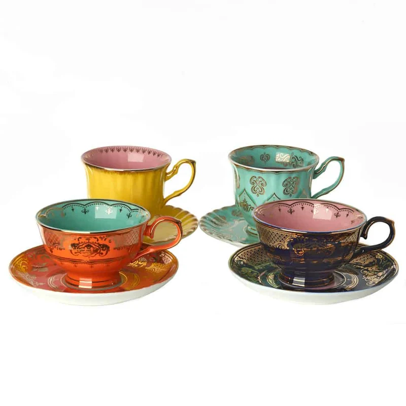 Teetassen 'GRANDPA' 4er-Set Porzellan, mehrfarbig