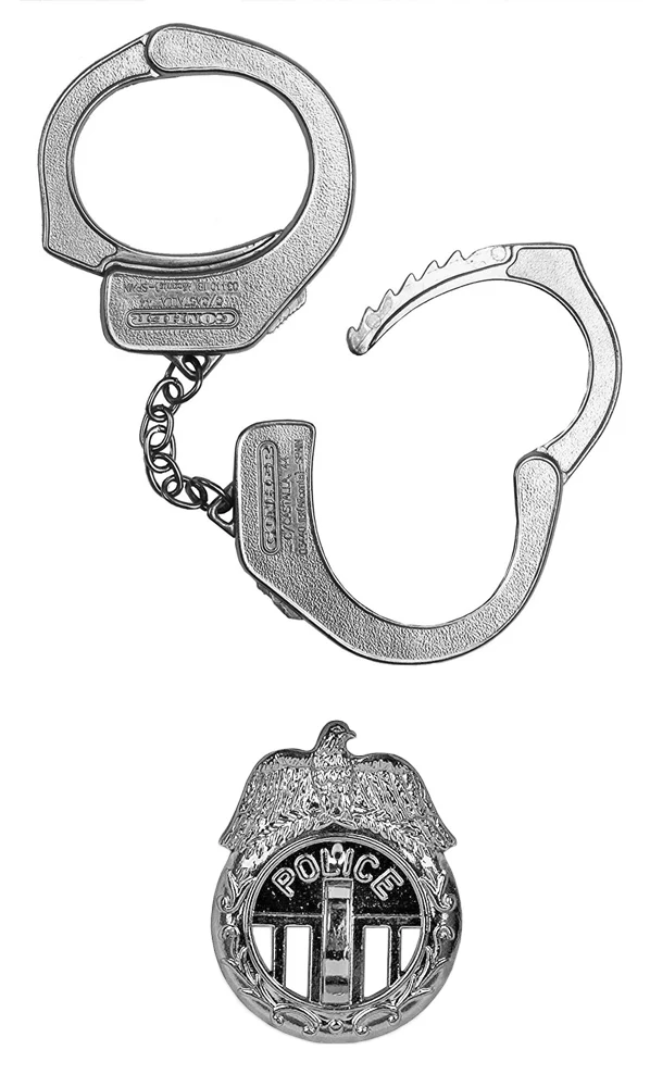 Gonher 324/0 Handschellen und Abzeichen zum Polizist Kostüm - Silber