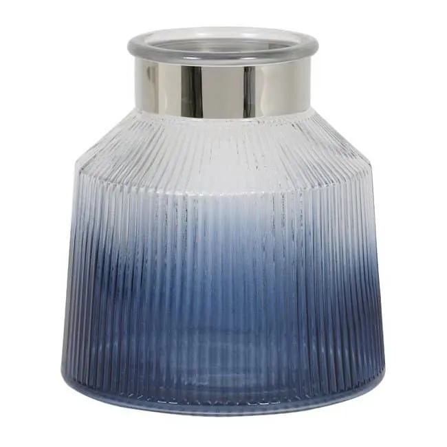 Windlicht PATRIX blau silber Ø19x20 cm