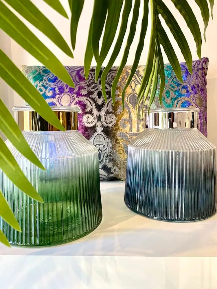 Windlicht PATRIX blau silber Ø19x20 cm