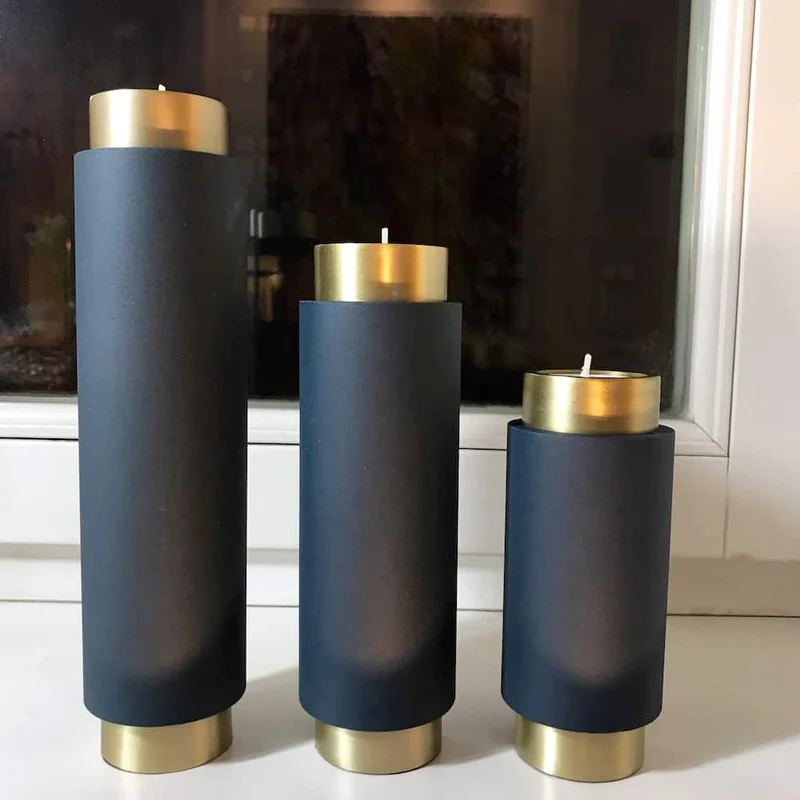 Teelichthalter NAKURU Bronze-Petrol 3er-Set