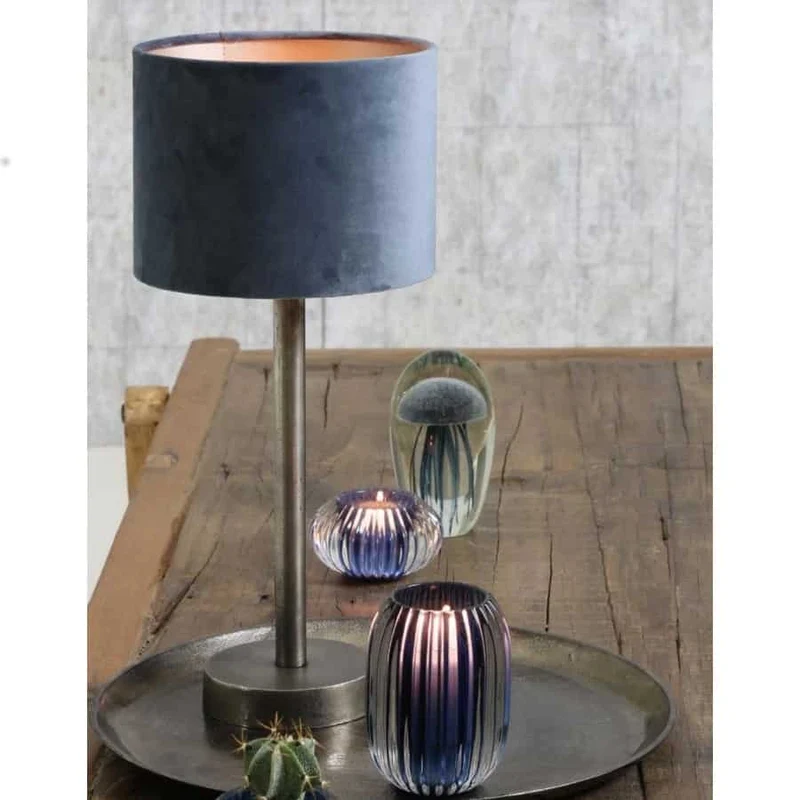 Tischlampe UNDAI Velours Petrol 45 cm