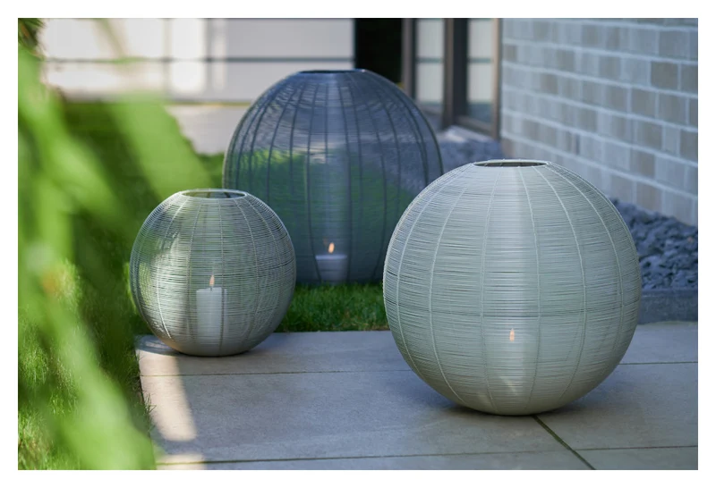 rundes Windlicht KNOKKE - dunkelgrau Ø50 cm