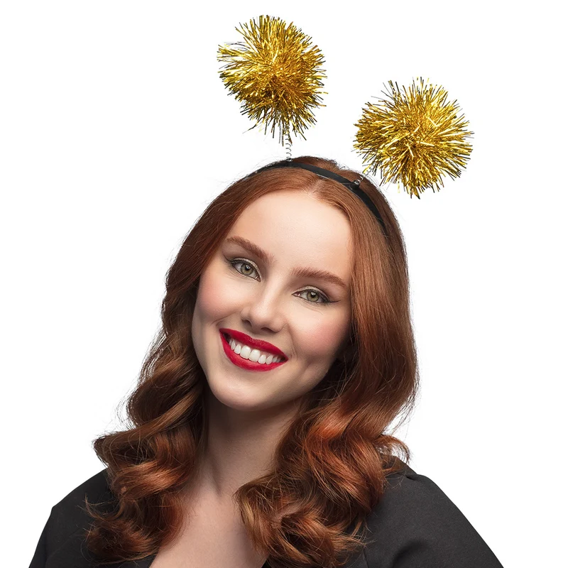 Haarreif mit Glitzer Pompons | Gold