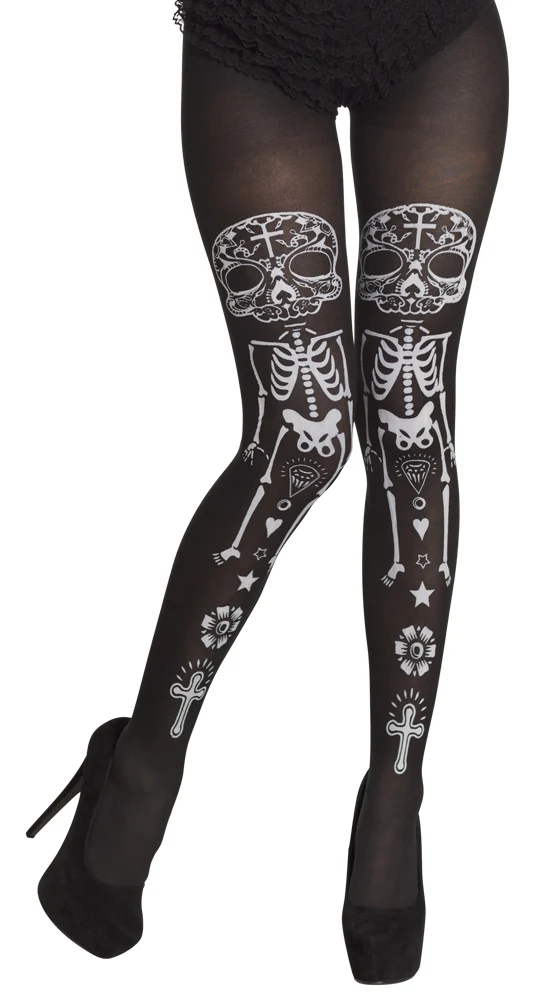 Strumpfhose Halloween "La Calaca" | Schwarz