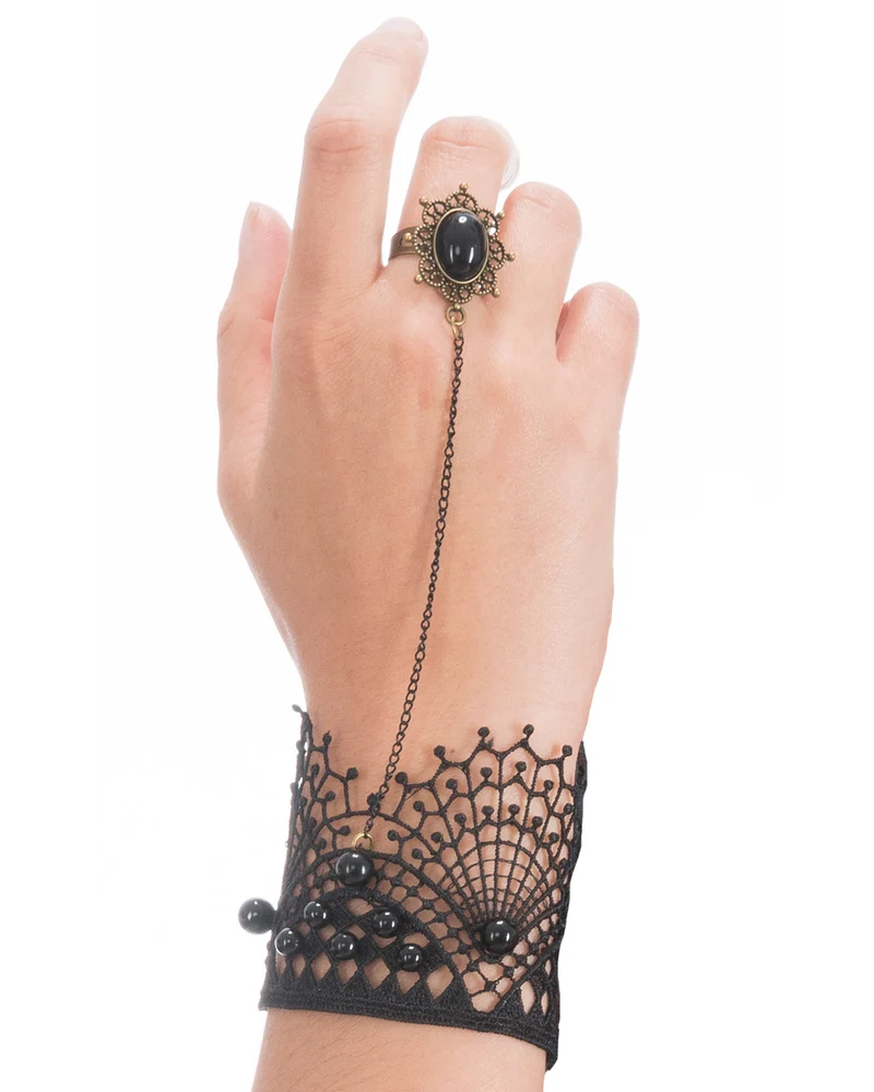 Barock Schmuckset "Black Pearls" | Schwarz - Armband und Halskette