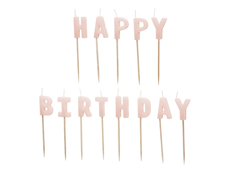 Geburtstagskerzen "Happy Birthday" 2,5 cm | Rosa