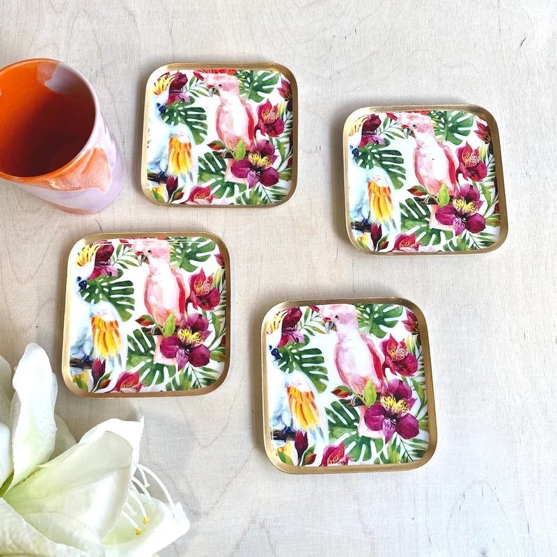 Untersetzer SAIGON BIRDS 4-teiliges Set- 10x10cm