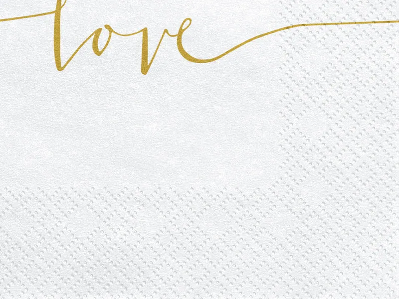 Servietten "Love" 20Stk./33x33cm | Weiß/Gold