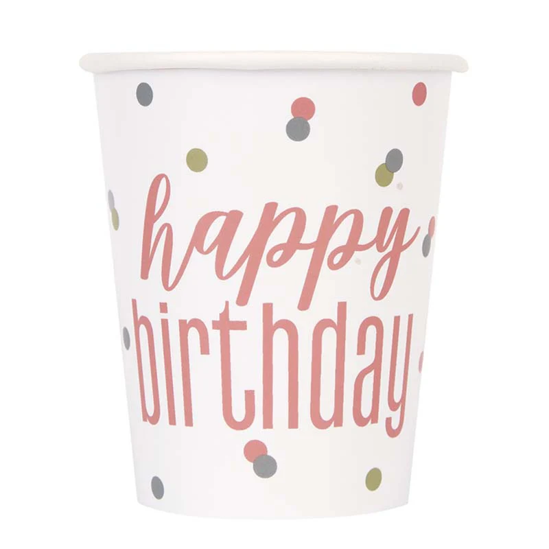 Pappbecher HB Glitz Rosegold 266ml/8Stk.