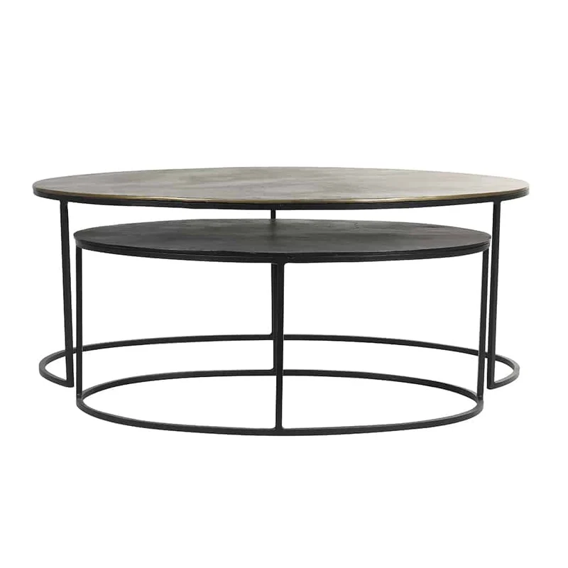 Couchtisch PAXSON - oval antik bronze+dun