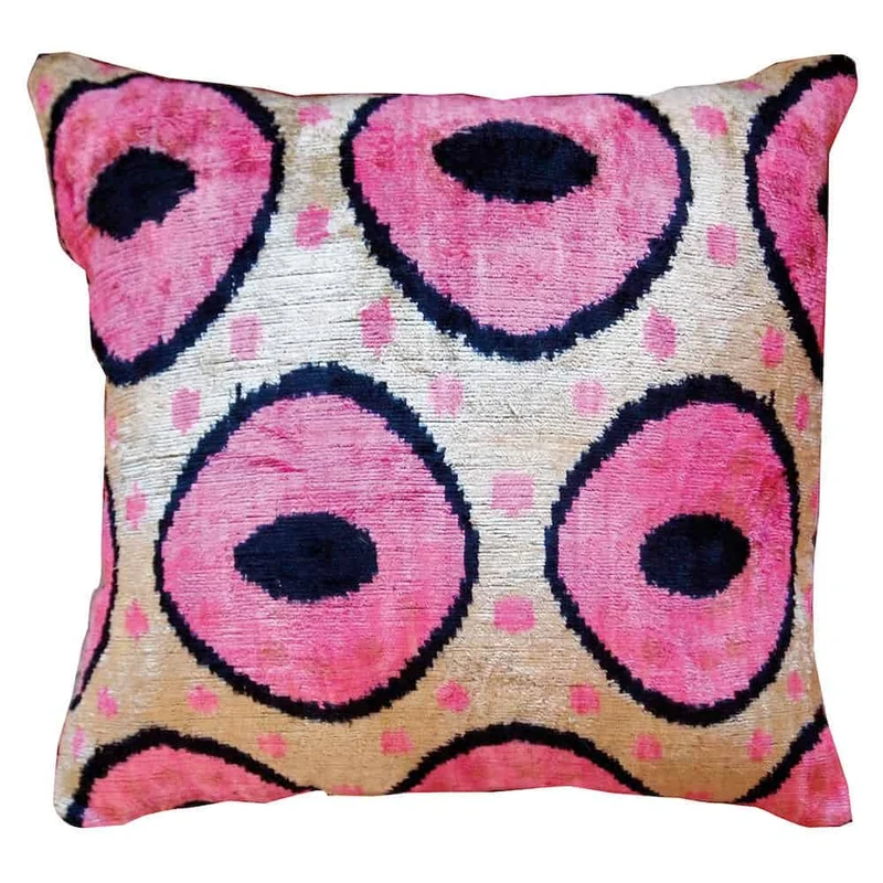 Samtkissen 'IKAT' - rosa 50x50 cm