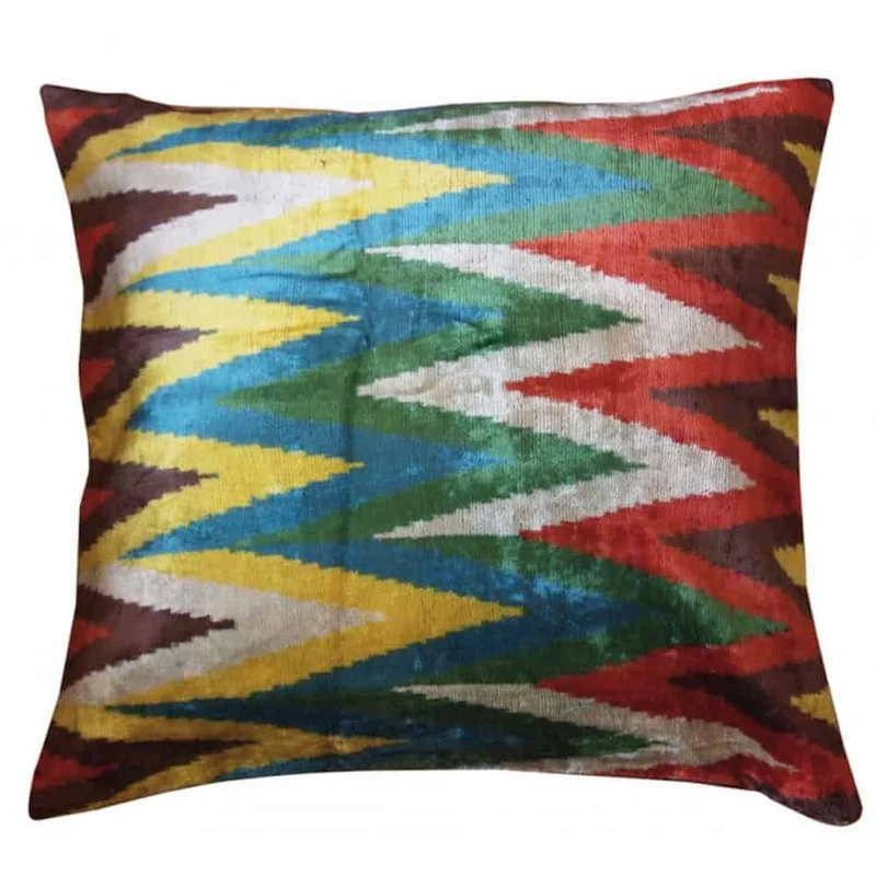 Samtkissen 'IKAT' - bunt-mix 50x50 cm