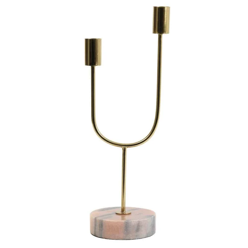 Kerzenständer FLORIKE Marmor rosa-gold Ø10x35 cm