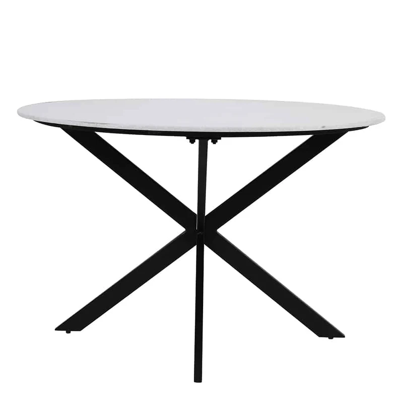 Esstisch TOMOCHI Marmor weiß schwarz Ø120x78 cm